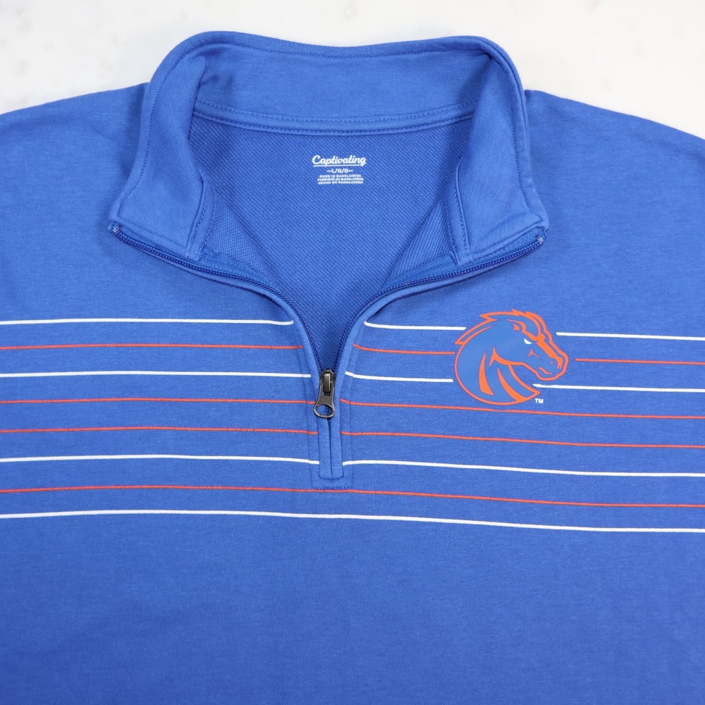 Captivating Boise State Broncos Mens Large Blue Quarter Zip Pullover WDAH 88934